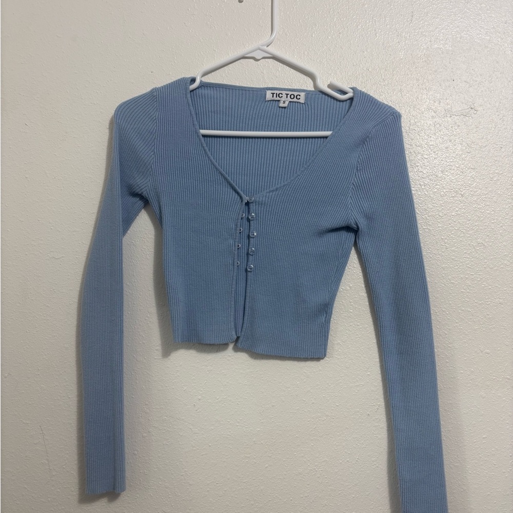 TIC TOC Light Blue Ribbed Cardigan